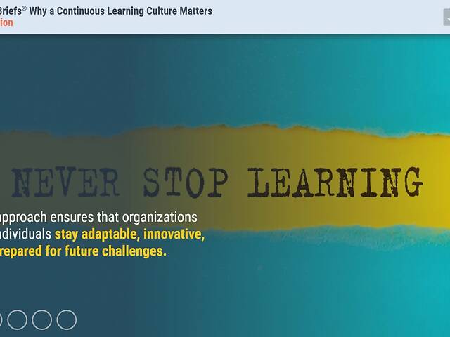 TrainingBriefs® Why a Continuous Learning Culture Matters